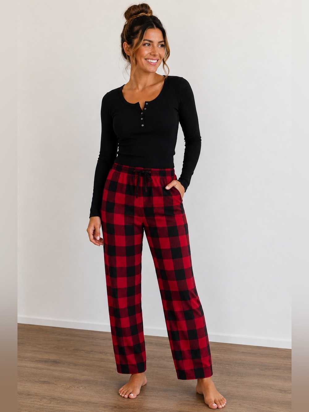 Old Navy Red and Black Plaid Pajama Pants